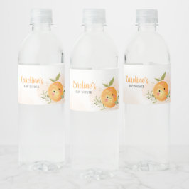 Een kleine Cutie Citrus Oranje Baby shower Waterfles Etiket