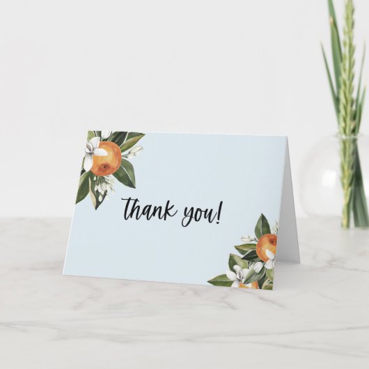 Een kleine Cutie Clementine Boy Baby shower Bedankkaart (Voorkant)