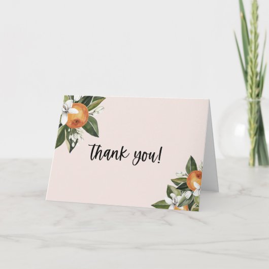 Een kleine Cutie Clementine meisje Baby shower Bedankkaart (Voorkant)