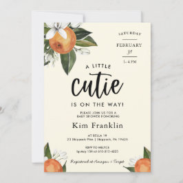 Een kleine Cutie Clementine Oranje BABY SHOWER Inv Kaart