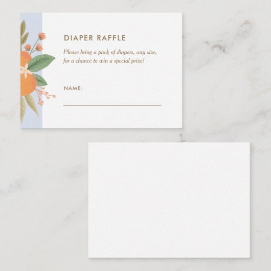 Een kleine Cutie Diaper Raffle Ticket Enclosure Ca Informatiekaartje (Voorkant / Achterkant)
