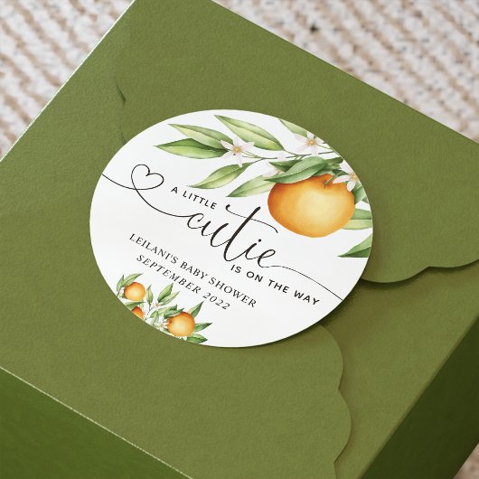 Een kleine Cutie is onderweg naar het Sinaasappel  Ronde Sticker