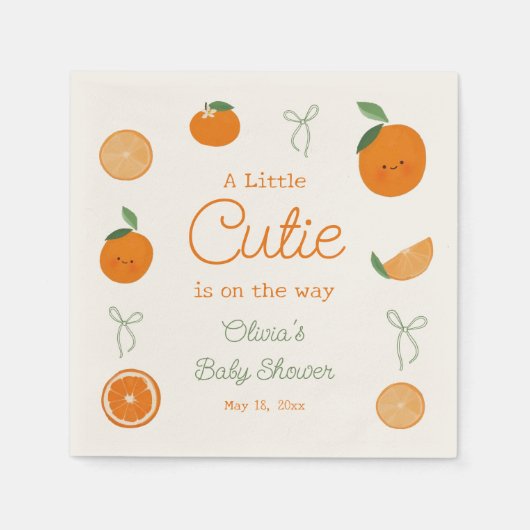 Een kleine cutie is op weg naar Baby shower Servet (Voorkant)