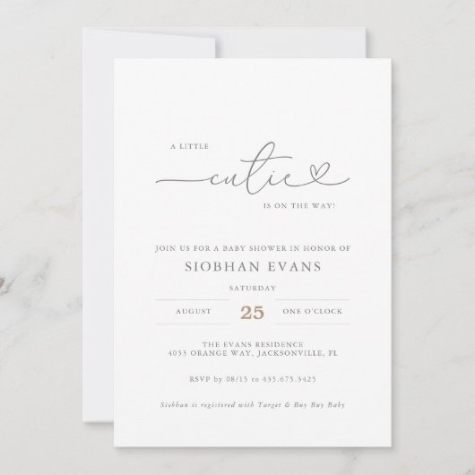 Een kleine Cutie Modern Baby shower uitnodiging (Voorkant)