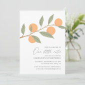 Een kleine cutie Sinaasappel Citrus 1e Verjaardag Kaart (Staand voorkant)