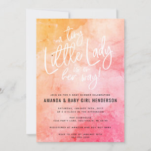 Een Kleine Dame Baby Shower (roze/oranje) Kaart