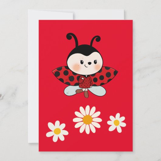 Een kleine dame met een schattige ladybug baby sho kaart (Achterkant)