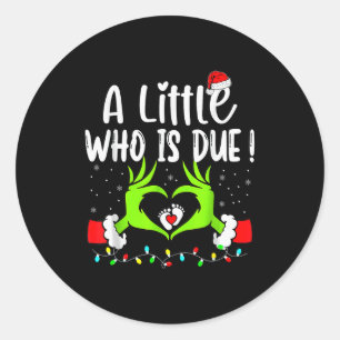 Een Kleine Die Verschuldigd Is Grappig Kerstmis Zw Ronde Sticker