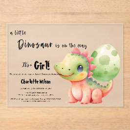 Een Kleine Dinosaurus Is Op Weg Baby Shower Acryl Uitnodigingen