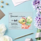 Een kleine dinosaurus is op weg naar het Baby show Acryl Uitnodigingen (Insitu (Huwelijk))