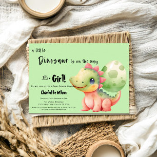 Een Kleine Dinosaurus Komt Onderweg Baby Shower Kaart