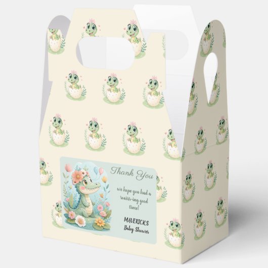 een kleine Dinosaurus Waterverf Hatching Soon Bedankdoosjes (Open)