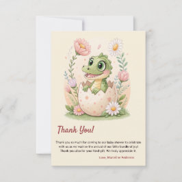 een kleine Dinosaurus Waterverf Hatching Soon Bedankkaart