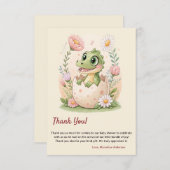 een kleine Dinosaurus Waterverf Hatching Soon Bedankkaart (Voorkant / Achterkant)