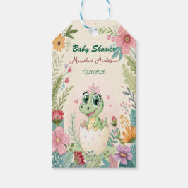 een kleine Dinosaurus Waterverf Hatching Soon Cadeaulabel