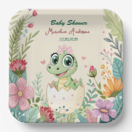 een kleine Dinosaurus Waterverf Hatching Soon Papieren Bordje