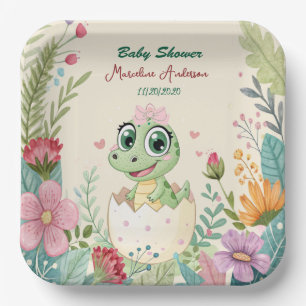 een  kleine Dinosaurus Waterverf Hatching Soon Papieren Bordje