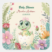 een  kleine Dinosaurus Waterverf Hatching Soon Vierkante Sticker (Voorkant)