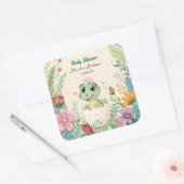 een  kleine Dinosaurus Waterverf Hatching Soon Vierkante Sticker (Envelop)