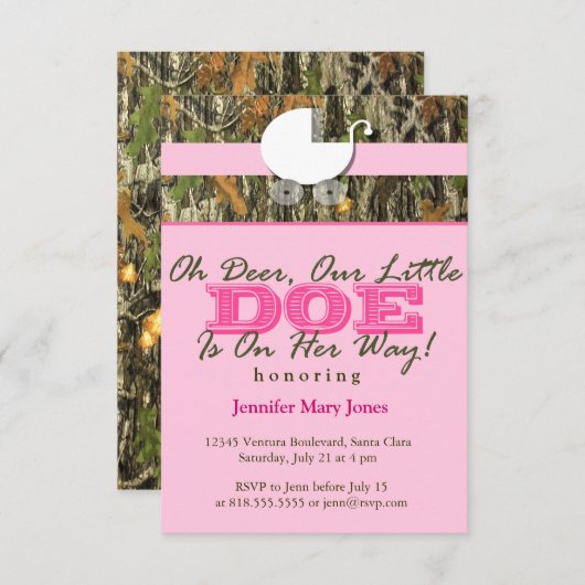 Een kleine Doe is onderweg. Camo Invite Kaart (Voorkant / Achterkant)