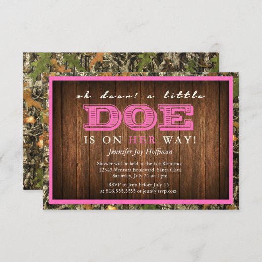 Een kleine Doe is onderweg. Camo Invite Kaart