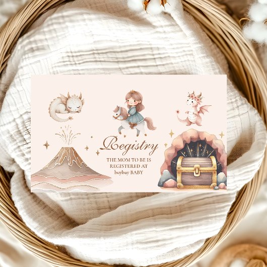 Een kleine draak is op de weg Baby shower Registry Informatiekaartje