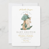 Een kleine draak is op weg naar Baby shower Kaart (Voorkant)