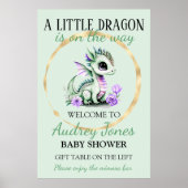 Een kleine draak is op weg naar Baby shower Poster (Voorkant)