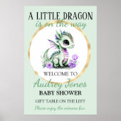 Een kleine draak is op weg naar Baby shower Poster (Voorkant)