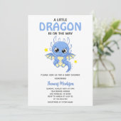 Een kleine draak Schattige blauw baby boy shower Kaart (Staand voorkant)