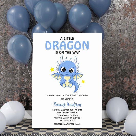 Een kleine draak Schattige blauw baby boy shower Kaart