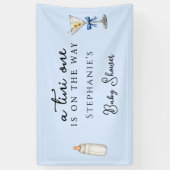 Een kleine een de weg Blue Martini Baby shower Spandoek (Verticaal)