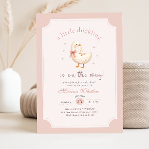 Een Kleine Eendje Gans Roze Strik Baby Shower Kaart