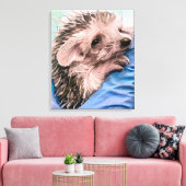 Een kleine en verweesde baby egel voeden canvas afdruk (Insitu (Woonkamer))
