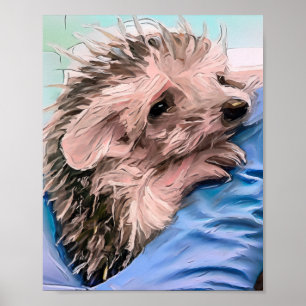 Een kleine en verweesde baby egel voeden poster