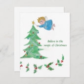 Een kleine engel brengt de kerst-Magie Feestdagenkaart (Voorkant / Achterkant)