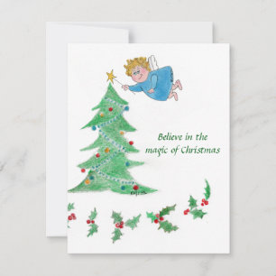 Een kleine engel brengt de kerst-Magie Feestdagenkaart