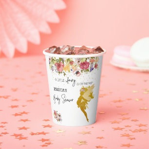 Een Kleine Fee is Onderweg Baby Shower Goud Papieren Bekers