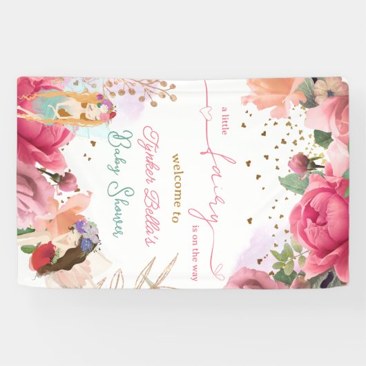 Een kleine fee is op weg meisje Baby shower Spandoek (Horizontaal)