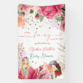 Een kleine fee is op weg meisje Baby shower Spandoek (Verticaal)