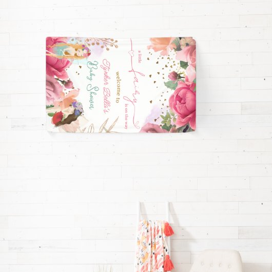 Een kleine fee is op weg meisje Baby shower Spandoek (Insitu)