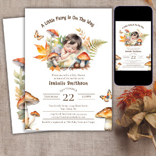 Een kleine fee is op weg naar Woodland Baby shower Kaart