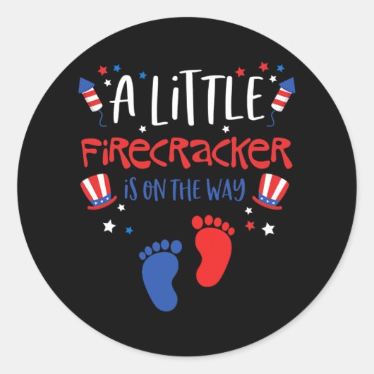 Een kleine Firecracker is onderweg op 4 juli Ronde Sticker (Voorkant)
