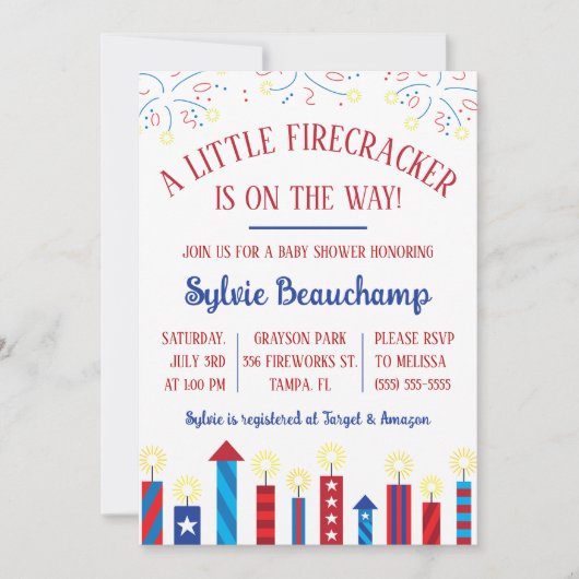 Een kleine Firecracker is op weg! Baby Shower Kaart (Voorkant)