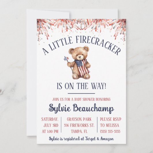 Een kleine Firecracker is op weg! Baby Shower Kaart (Voorkant)