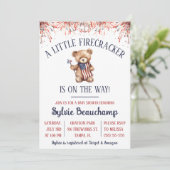 Een kleine Firecracker is op weg! Baby Shower Kaart (Staand voorkant)