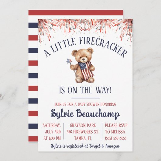 Een kleine Firecracker is op weg! Baby Shower Kaart (Voorkant / Achterkant)