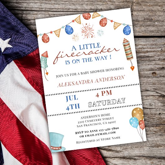 Een kleine Firecracker OP DE WEG Baby shower Kaart