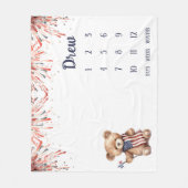 Een kleine Firecracker Teddy Bear Baby Milestone Fleece Deken (Voorkant)