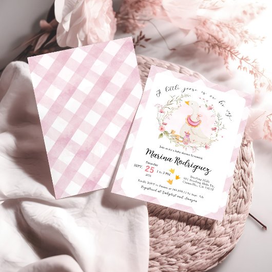 Een kleine gans is onderweg baby shower Invite Kaart